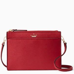 Kate Spade New Cameron Zip Crossbody Rosso Red wear as a clutch as well Nwt